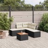 vidaXL 6 Piece Patio Sofa Set with Cushions Black Poly Rattan - Black and Cream - 2 of 4