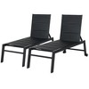 Outsunny Chaise Lounge Outdoor Pool Chair Set of 2 with Wheels, Five Position Recliner for Sunbathing, Suntanning, Breathable Fabric, Black - 4 of 4