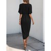 Batwing Sleeve Midi Dress Women V-Neck Twist Front A-Line Summer Beach Dress Elegan Wedding Guest Dress - 3 of 4