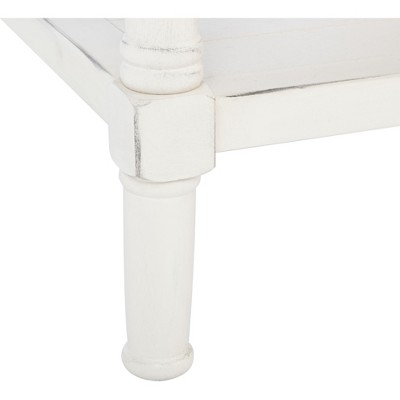 Distressed White Rectangular Wood Coffee Table with Storage