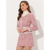 INSPIRE CHIC Women's Outfits Plaid Tweed Short Blazer and Skirt Suit Set 2 Pieces - 4 of 4