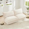 Slipcovered 2-Seater Armless Sofa, Free Combination Convertible Couch with High-Back Pillows, Deep Seat Chenille Fabric, Removable Covers - 2 of 4
