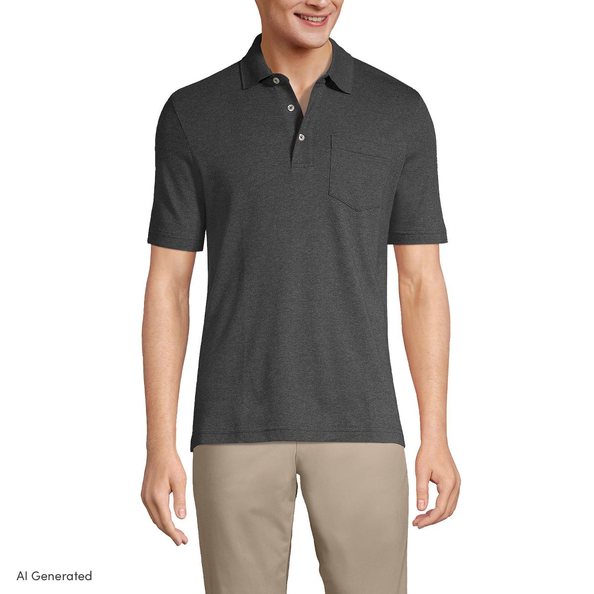 Lands' End Men's Short Sleeve Cotton Supima Polo Shirt with Pocket - thumbnail 6