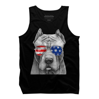 Men's Design By Humans American Pitbull With Sunglasses By Tank Top