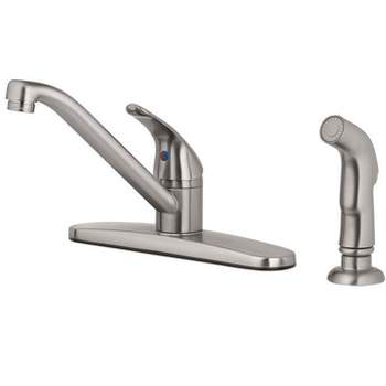 OakBrook Essentials One Handle Brushed Nickel Kitchen Faucet Side Sprayer Included Model No. 67210-2504