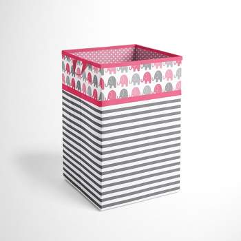 Bacati - Elephant Pink/Gray Collapsible Laundry Hamper