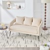 53.7" Velvet Loveseat ¨C Modern 2-Seater Open Back Sofa with 3 Pillows, Metal Legs, Compact Mini Sofa for Living Room, Bedroom, Office, Dorm - 3 of 4