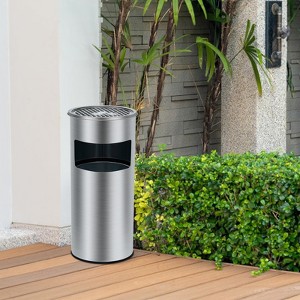 4.5 Gallon/17 L Indoor Outdoor Trash Can, Commercial Garbage Can with Removable Inner Bucket, Ashtray Metal Can, Waste Bin Container with Lid - 1 of 4