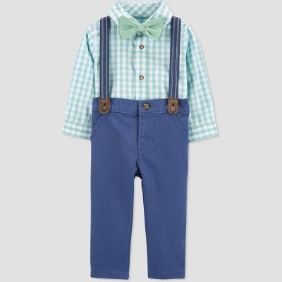 Carter s Just One You Baby Boys Gingham Suspender Top Pants