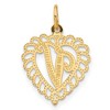 Black Bow Jewelry 14k Yellow Gold, Grace Collection, Satin Heart Initial V Pendant, 15mm - 3 of 4