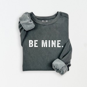 Simply Sage Market Women's Lightweight Garment Dyed Graphic Sweatshirt Be Mine Block - 1 of 4