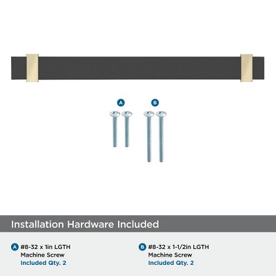 Overton 6-5/16 inch Matte Black and Golden Champagne Cabinet Pull