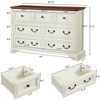 XIYUYEU 7 Drawers Dresser for Bedroom,Farmhouse Dresser with Natural Texture and Vintage Design,Dressers for Kids Room,Living Room,White/Oak - 3 of 4