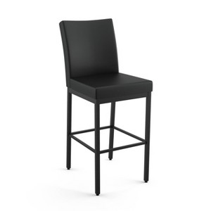 Amisco Perry Upholstered Counter Height Barstool Black: Faux Leather, Steel Frame, 26" Seat Height - 1 of 4