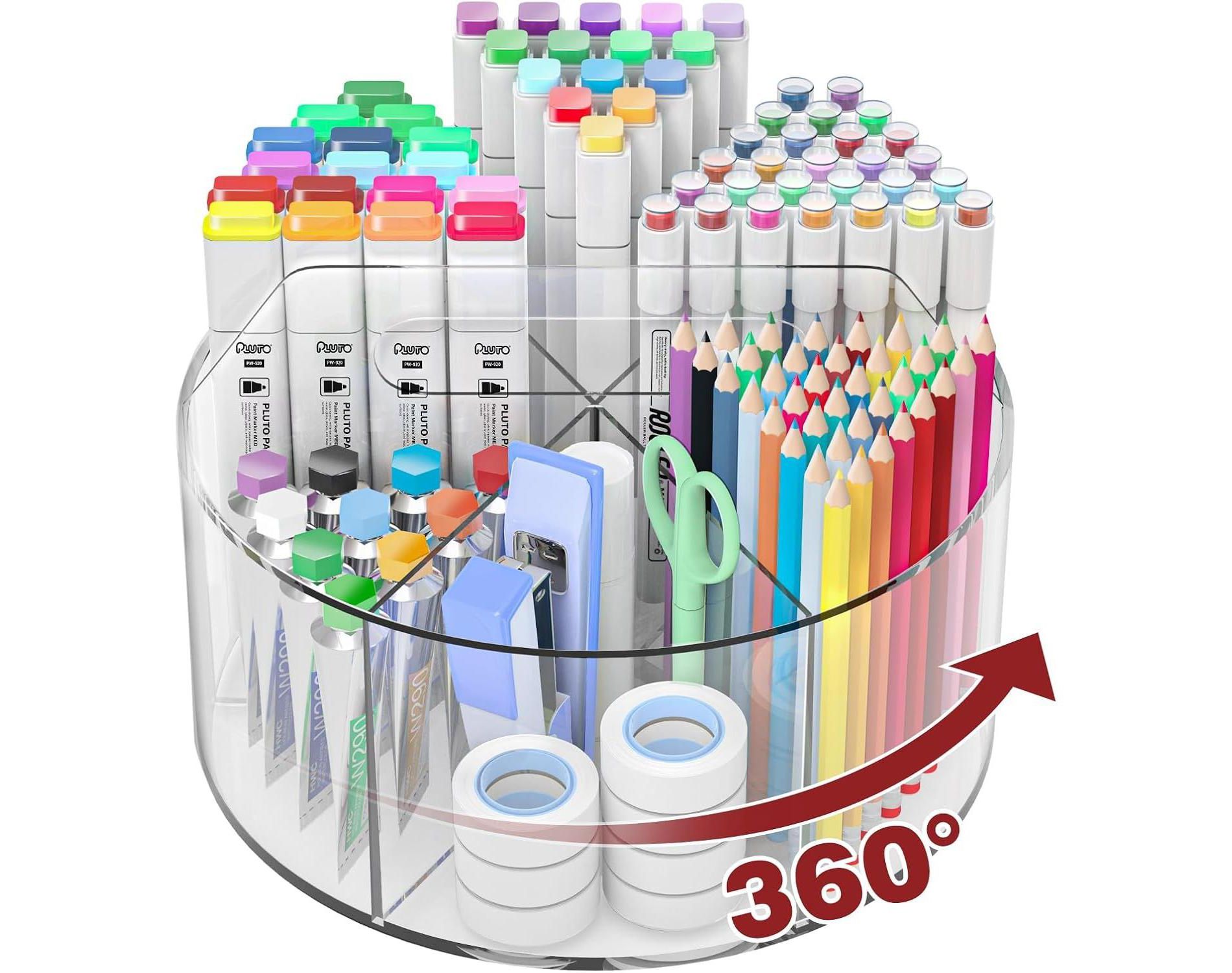Maison Clear 360 Pencil Supplies Rotating Large Organizer Holder