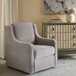 CAVINAS Polyester Swivel Accent Chair with High Backrest and Metal Base,Upholstered Swivel Living Room Chairs,Reading Chairs for Living Room - 1 of 4