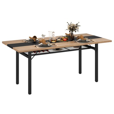 Tangkula 71" Long Large Wood Dinner Table 6 FT Dining Table w/ Heavy-Duty Metal Frame
