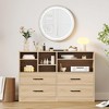 homfan Bedroom Dresser with 4 Drawers & 6 Open Shelves, Modern Black Wooden Dresser, Drawer TV Stand Entryway Cabinet for Living Room, Apartments - 3 of 4
