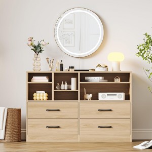 Modern 4-Drawer Dresser with Storage Cubbies, Multi-Functional TV Stand and Organizer for Bedroom and Living Room - 1 of 4
