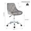 Racxily Armless Office Chair, Velvet Office Desk with Wheels, Adjustable Swivel Accent Chairs, Vanity Seat for Small Spaces - 3 of 4