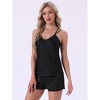 INSPIRE CHIC Women's 2 Pcs Satin Short Loungewear Sets Dual Straps Sleeveless Racer Back Silky Cami Pajama Sets - 3 of 4