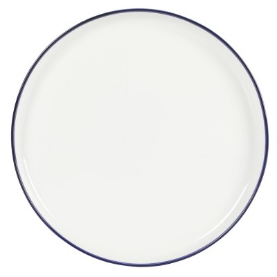 Oslo White Porcelain Dinnerware Set with Blue Rim, Service for 4