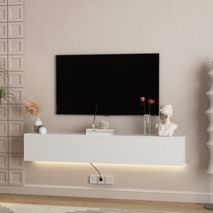 69'' Floating TV Stand Wall Mounted with 16 Color LED Lights, Modern Media Console for 65 Inch TV-3irtyhousy - 1 of 4