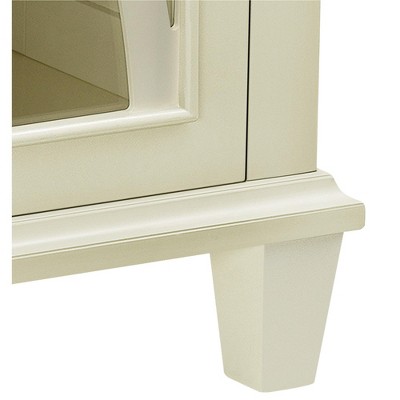 Ivory Glass Double Door Accent Cabinet with Shelves