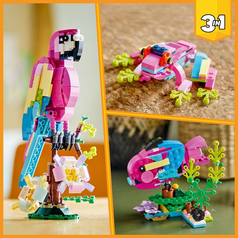 LEGO Creator Exotic Pink Parrot 3in1 Building Toy Set 31144, 3 of 8