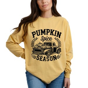 Simply Sage Market Pumpkin Spice Season Truck Distressed Garment Dyed Long Sleeve - 1 of 4