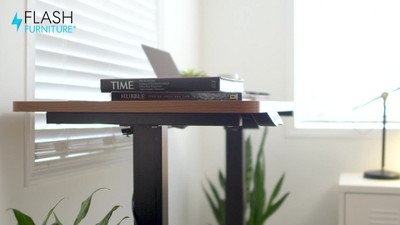 Mahogany Adjustable Height Standing Desk with Steel Frame