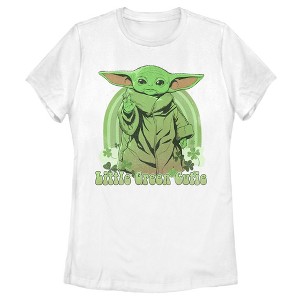 Women's Star Wars The Mandalorian Grogu St. Patrick's Day Little Green Cutie T-Shirt - 1 of 4