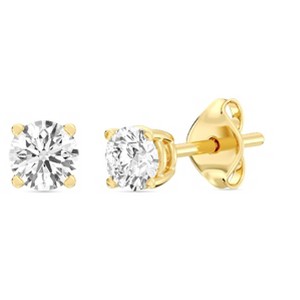 Gilded Lab-Grown Diamond Stud Earrings for Women | 925 Sterling Silver Studs and 14KT Gold 925 Plated Silver | Hypoallergenic Fine Jewelry - 1 of 4