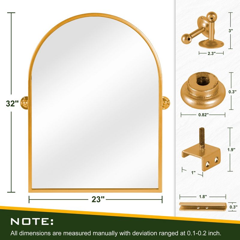 Neutypechic Metal Frame Arch Mirror Pivot Bathroom Vanity Mirror, 3 of 8