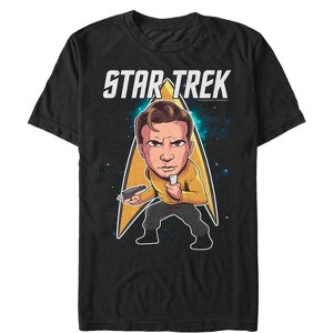 Men's Star Trek Kirk Cartoon Starfleet Hero T-Shirt - 1 of 4