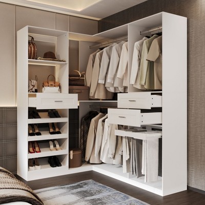 FUFU&GAGA Contemporary White Elegant and Spacious Wardrobe - A Perfect Blend of Style and Utility for Your Bedroom