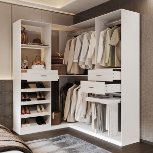 FUFU&GAGA Contemporary White Elegant and Spacious Wardrobe - A Perfect Blend of Style and Utility for Your Bedroom - 1 of 4