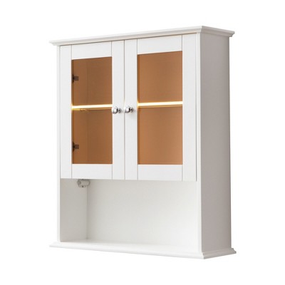VANIRROR Bathroom Wall Cabinet with Glass Doors, Wall Mounted Medicine Cabinet, Over The Toilet Storage Cabinet for Bathroom Bedroom Living Room