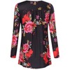 Women's Plus Size Long Sleeve V Neck Tunic Tops Pleated Flowy Tee Shirt Causal Loose Blouse, Red Flower, 5XL - 3 of 4