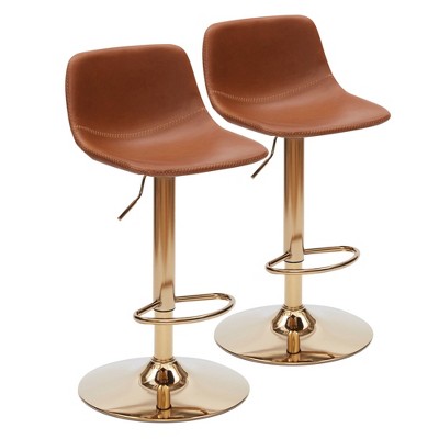AZL1 Life Concept Dining Sets Adjustable Bar Stools Set of 2 with Back Support, Gold Bracket for Kitchen Island, Yellow, 16.9"*14.2"*33.8"