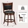 Costway Swivel Bar Stools Set of 2 25'' Counter Height 20'' Wider Cushioned Seat Kitchen - 3 of 4