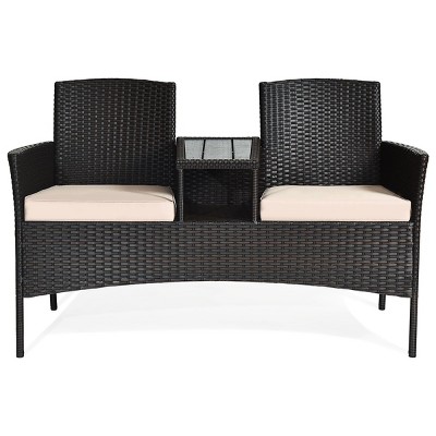 Tangkula Outdoor Rattan Furniture Wicker Conversation Chair patented