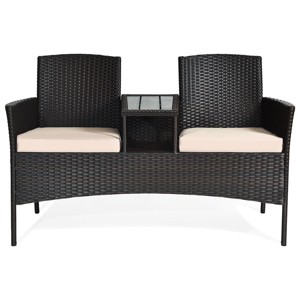 Tangkula Outdoor Rattan Furniture Wicker Conversation Chair patented - 1 of 4