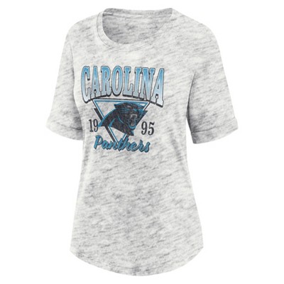 NFL Carolina Panthers Women's Oatmeal Heather Rolled Sleeve T-Shirt