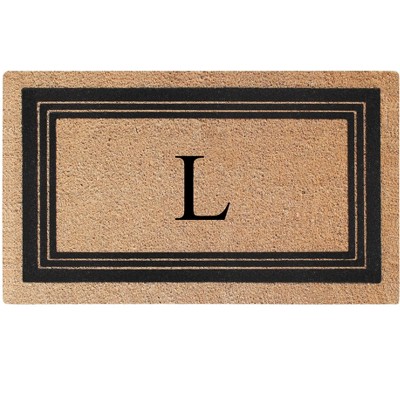 A1HC Natural Coir and PVC Backing 18"x30" Classic Border Monogrammed Flock Door Mat, Anti-Shed Doormat
