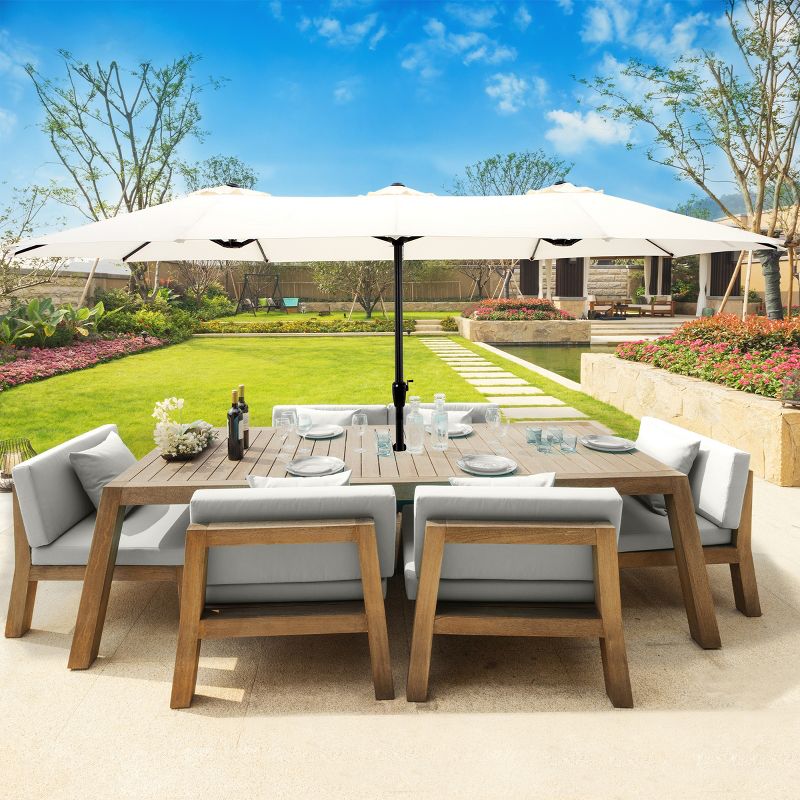 Extra Large Outdoor Umbrella - 15 Ft Double Patio Shade with Easy Hand Crank for Outdoor Furniture, Deck, Backyard, or Pool, 3 of 10