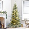 LuxenHome 6.5Ft Pre-Lit Slim Artificial Cedar Christmas Tree with Metal Stand Green - 2 of 4