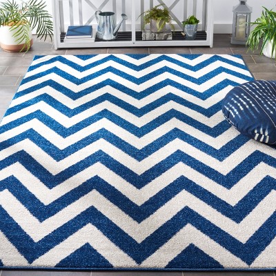 Navy & Beige Hand-Knotted Reversible Cotton Area Rug 4' x 6'