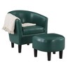 Breighton Home Take a Seat Churchill Accent Chair with Ottoman Forest Green Faux Leather: PVC Coated, Wood Frame, Spot Clean - 3 of 4