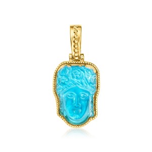 Ross-Simons Italian Tagliamonte Blue Venetian Glass Flora Enhancer Pendant in 18kt Gold Over Sterling Size 1.50 - 1 of 3